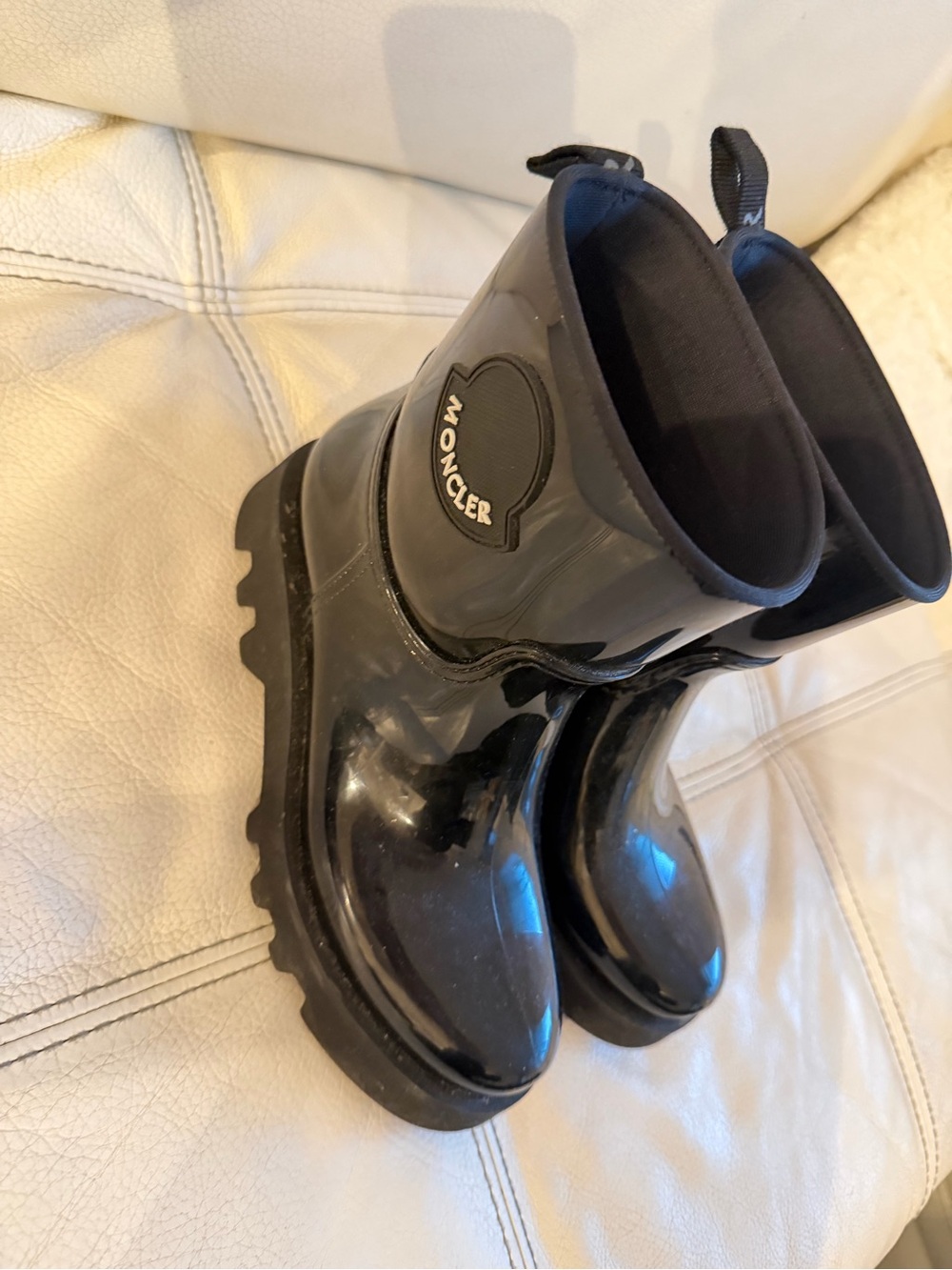 Moncler Glossy Black Chunky Rain Boots